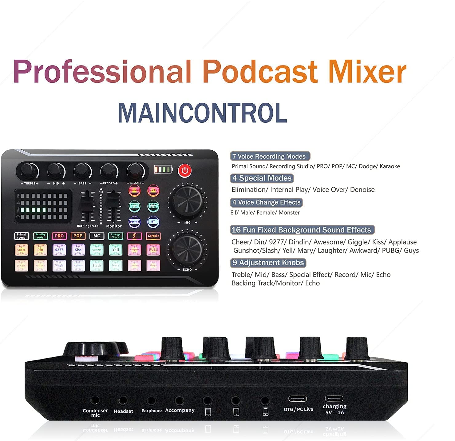 Podcast Equipment Bundle, SINWE Condenser Microphone with Tripod Stand and Professional Audio Mixer for Studio Recording Vocals,